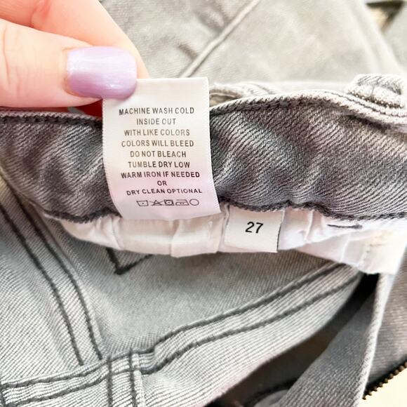 Vervet High Rise Raw Hem Cropped Ankle Straight Leg Slim Jeans Gray Wash 27 / 4 - Picture 5 of 10